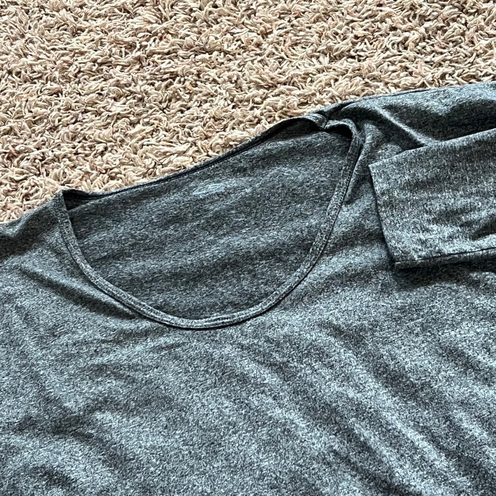 Champion Duo Dry Womens Medium Gray Heather Long Sleeve High Low Active Top